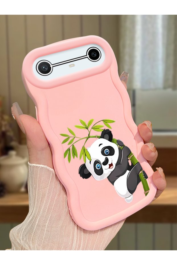 Tecno Spark Slim Compatible Case Camera Protector Pink Silicone Couple Phone Case Panda Pattern