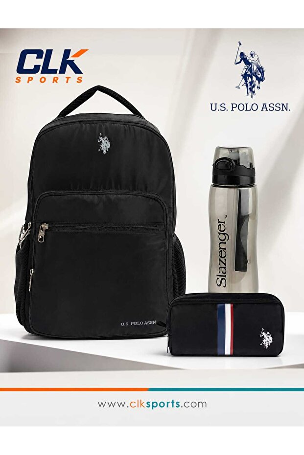 Unisex School Backpack, Double Compartment Pencil Bag - Water Bottle & Flask Gift