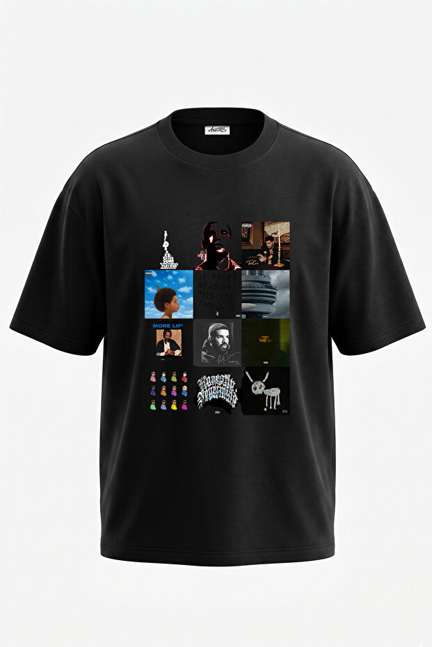 Drake Album Art Design Printed Unisex Oversize Black Tshirt