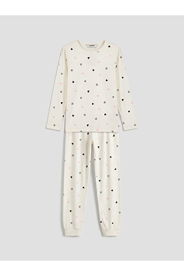 Heart Embroidered Girls' Pajama Set from Uzg Store for Style Enthusiasts