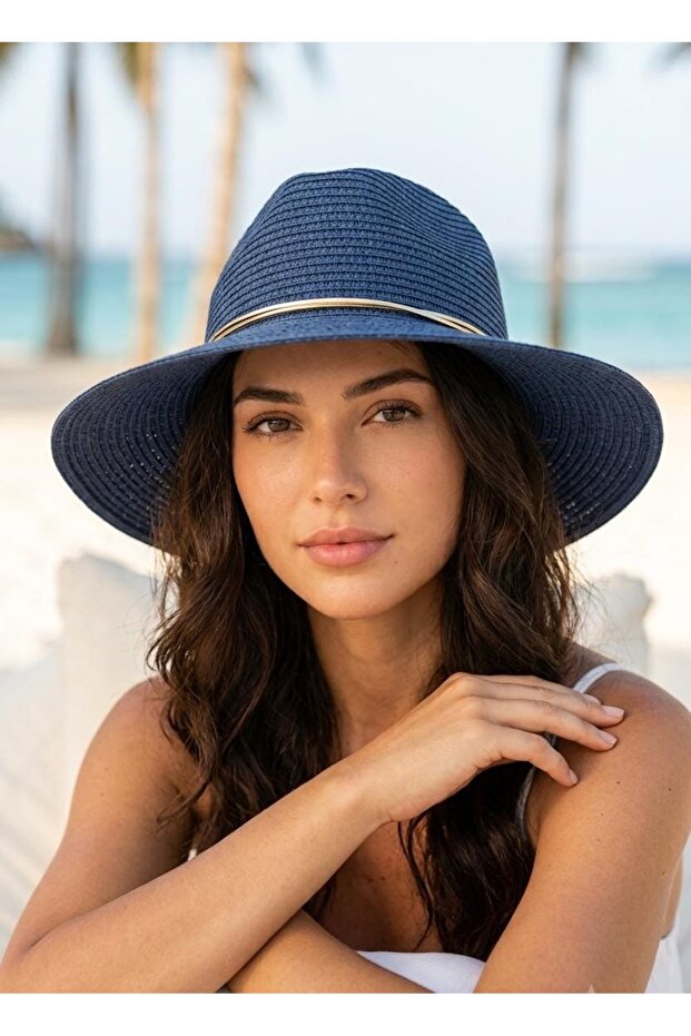 Women's Straw Hat with Flower Accessories