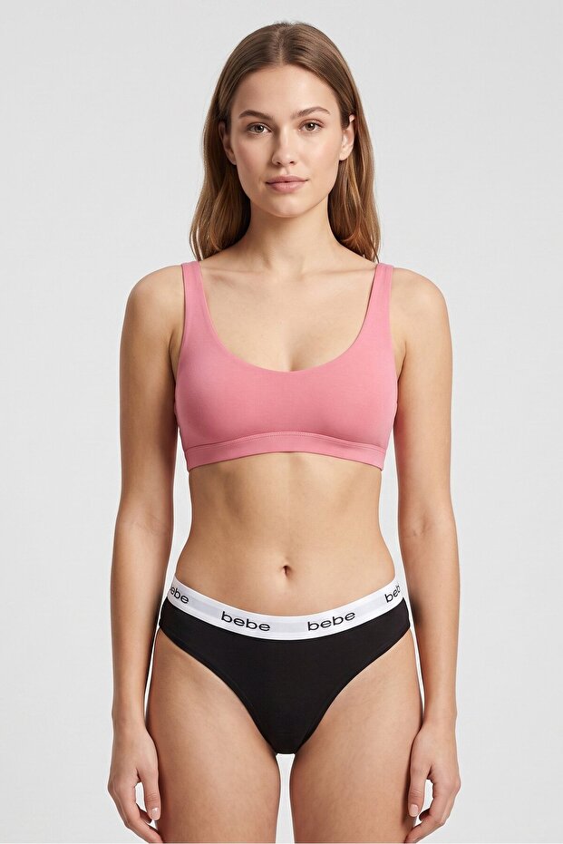 Women 3 Pieces Brand Logo Briefs, Black