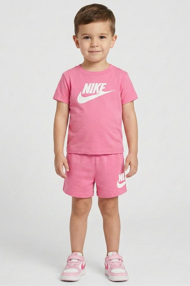 Toddlers Boy 2 Pcs Brand Logo T-Shirt And Shorts Set, Pink