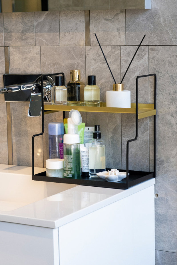 Black & Gold Metal 2-Tier Organizer - Multi-Purpose Organizer - Ladder