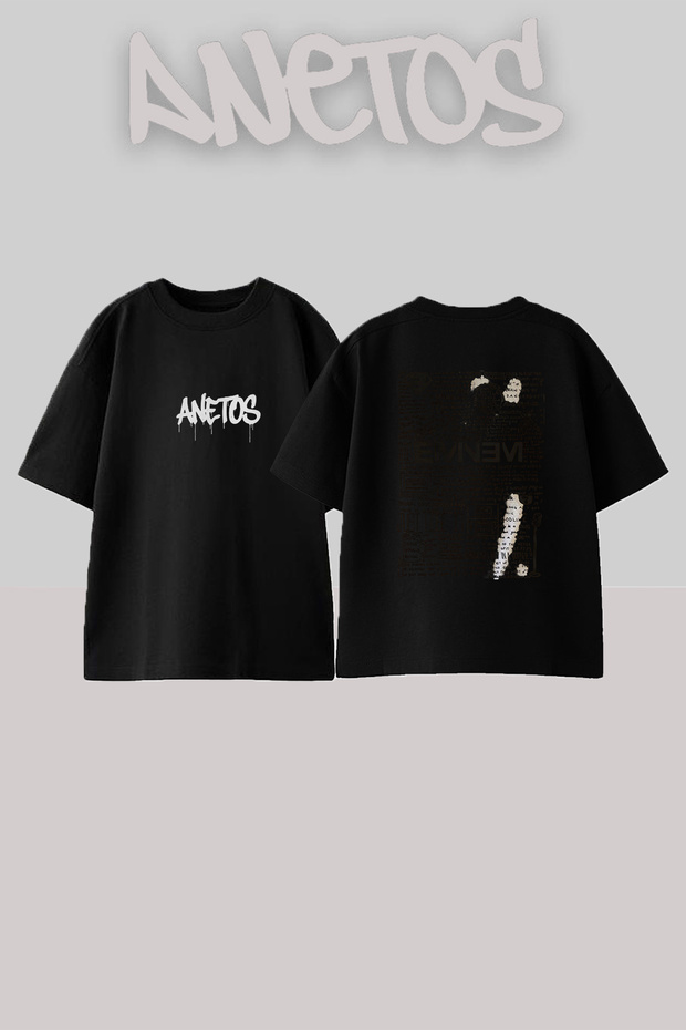Eminem Lyrics Design Printed Unisex Oversize Black Tshirt