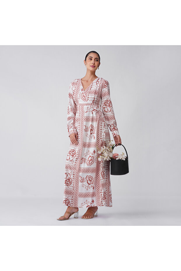 Pink Floral Corset Panel Maxi Dress
