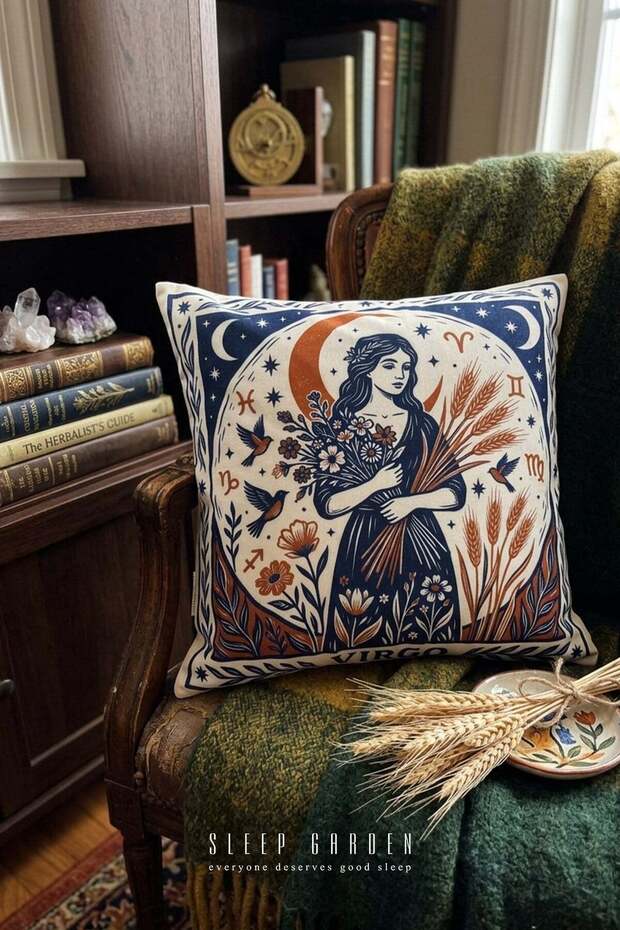 Virgo Zodiac Sign Design Modern Decorative Throw Pillow Cover 43X43