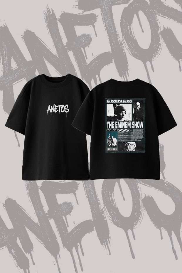 Eminem_12 Design Printed Oversize Crew Neck T-Shirt Black