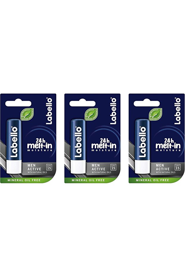 Active Lip Care for Men 4.8g/5.5ml SPF 15-3 Pack