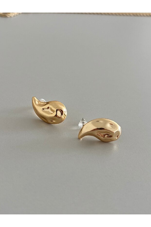 Gold Water Drop Earrings Hammered Textured Wavy Vintage Hoop Earrings 