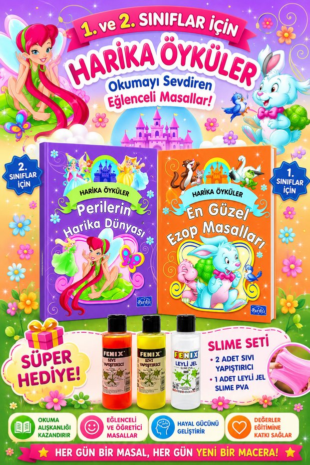 Great Stories for Grades 1 and 2 - (Ezop Masalları - Perilerin Harika Dünyası 2 Kitap)