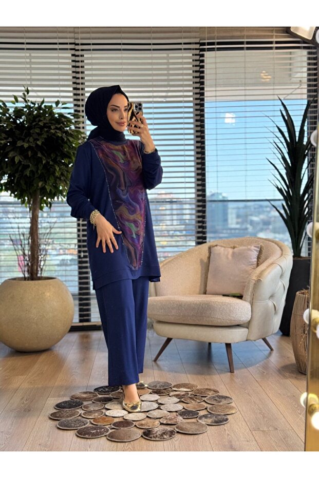 9913 طقم هوليا باللون الأزرق الداكن