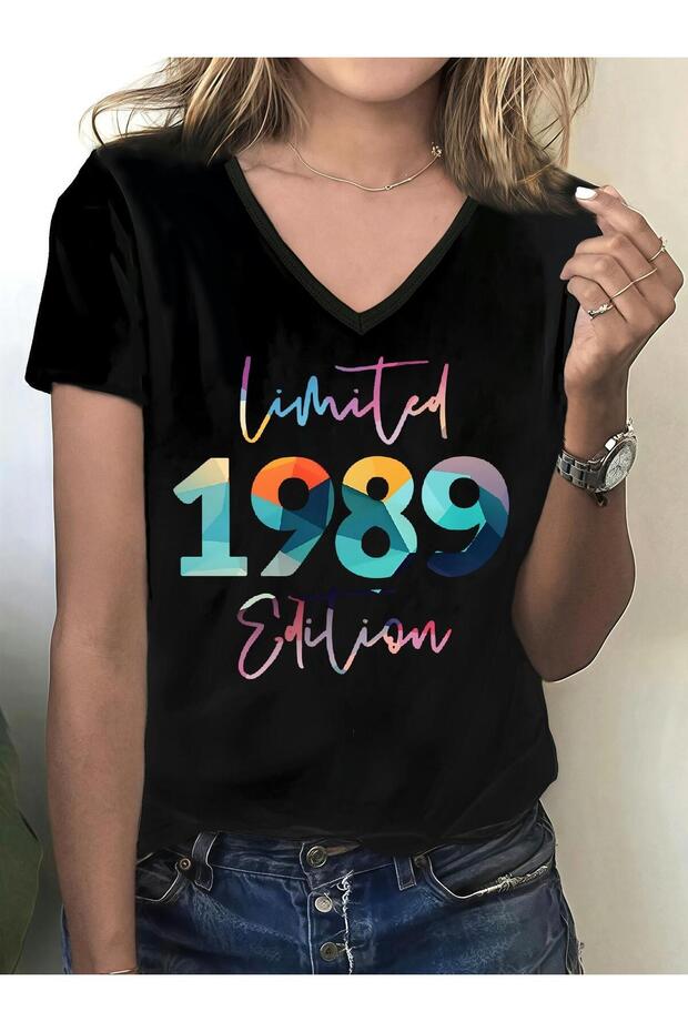 Women's Mix Printed V-Neck Sleeved Regular Fit Comfortable T-Shirt