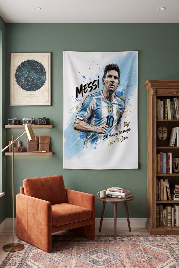 Lionel Messi Wall Covering – Modern Decorative Quality Fabric Tapestry Wall Tapestry