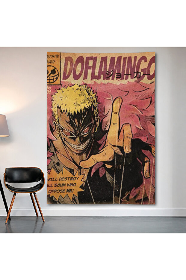 Donquixote Doflamingo Wall Covering Wall Tapestry First Quality Satin Fabric Poster