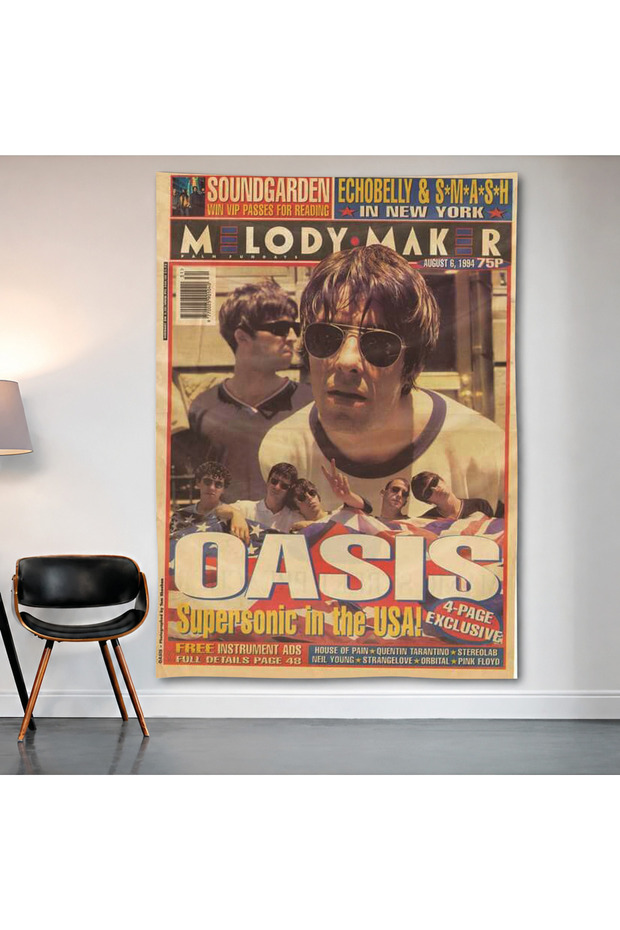Oasis Magazine Cover Wall Covering Wall Tapestry First Quality Satin Fabric Poster