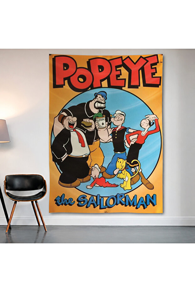 Popeye the Sailor Man Wall Covering Wall Tapestry First Quality Satin Fabric Poster