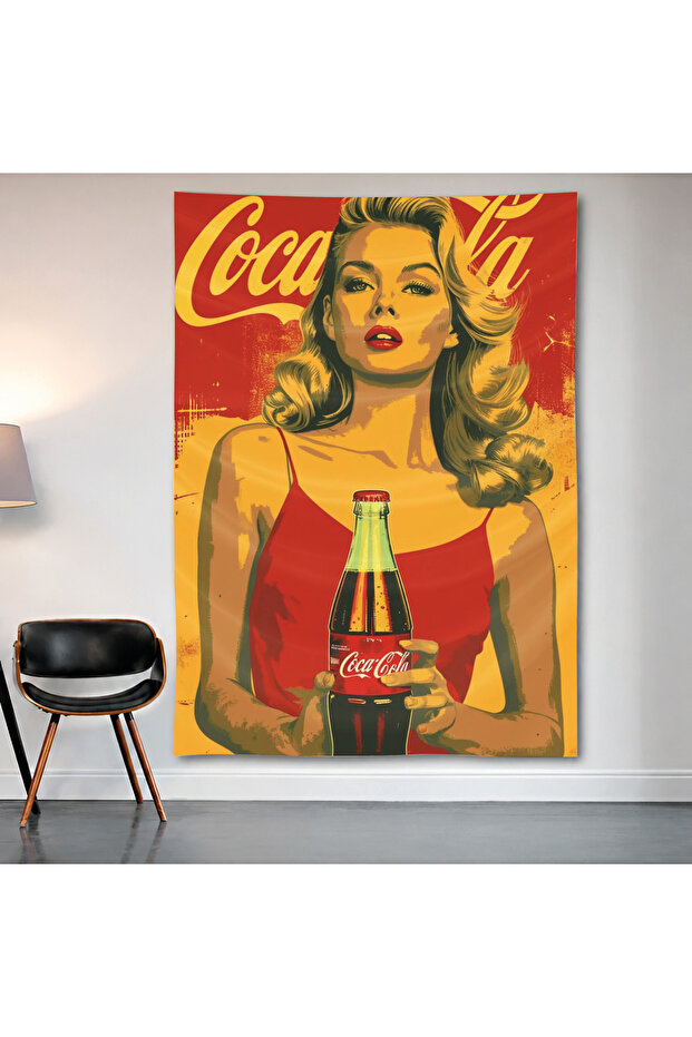 Coca-Cola Vintage Pin-Up Wall Covering Wall Tapestry First Quality Satin Fabric Poster