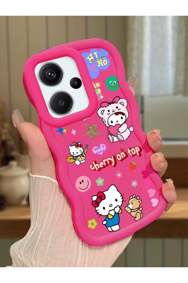 Redmi Note 13 Pro Plus 5g Compatible Case with Camera Protector Red Silicone Couple Phone Case Kitty Pattern