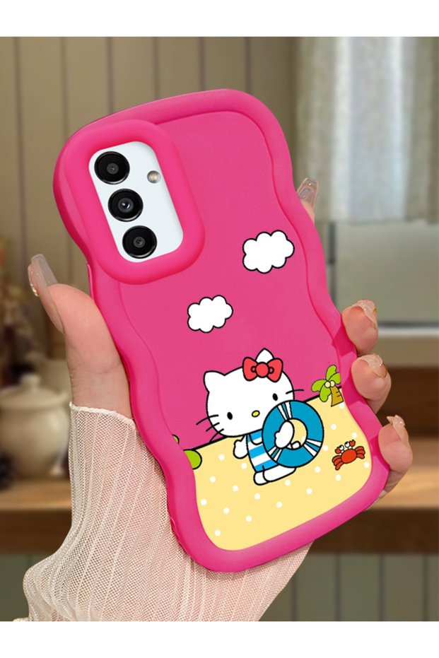 Samsung Galaxy A04S Compatible Case Camera Protector Red Silicone Couple Phone Case Kitty Pattern