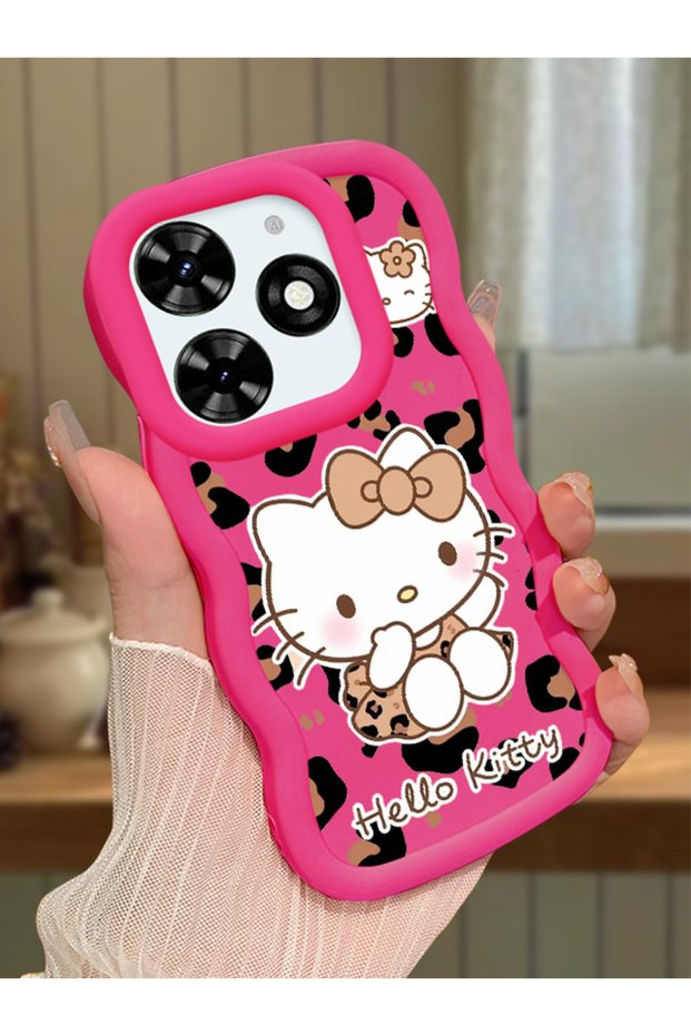 Tecno Spark 20C Compatible Case Camera Protector Red Silicone Couple Phone Case Kitty Pattern