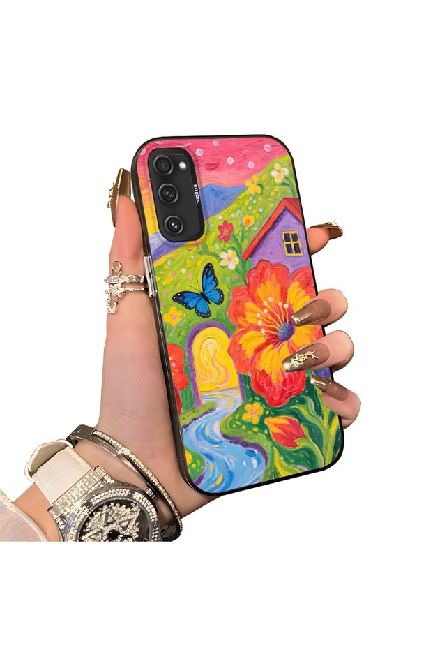 Samsung Galaxy S20 Fe Compatible Silicone Edge Hard Back Case Couple Phone Case Butterfly Pattern