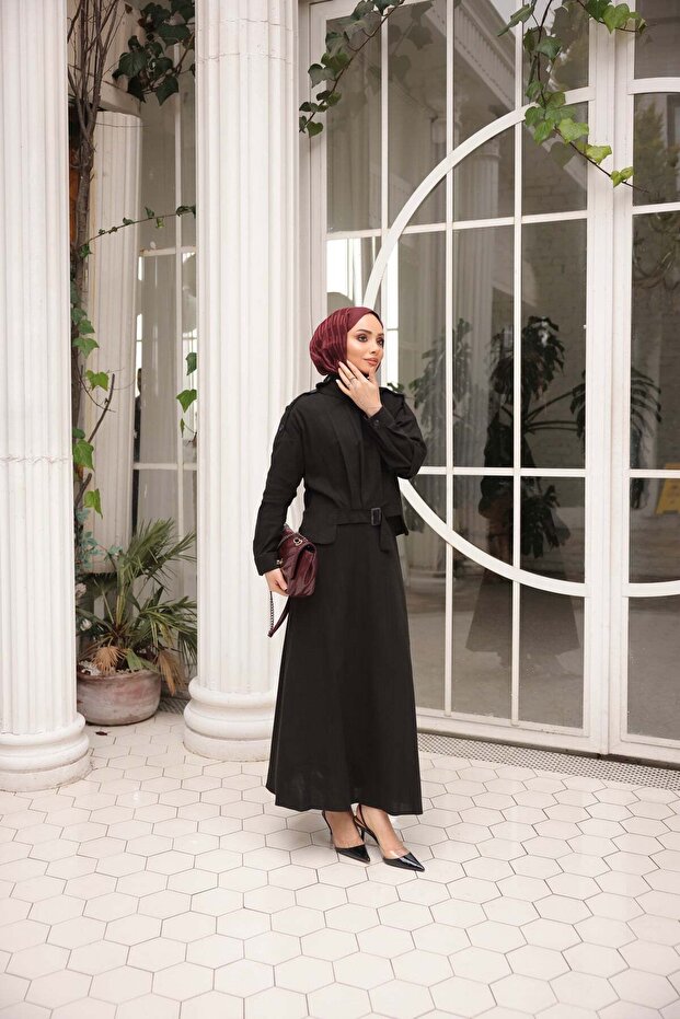 طقم كتان - أسود