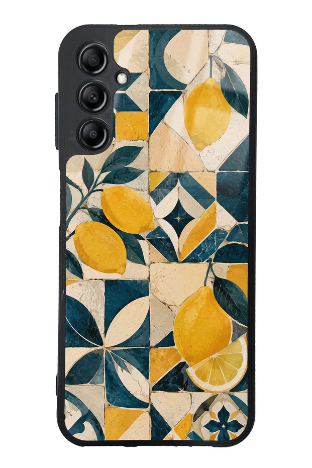 Samsung A14 Mediterranean Lemon Mosaic Design Glossy Phone Case