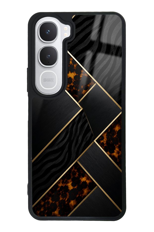 Vivo Y31 Glossy Phone Case with Black Mosaic Design