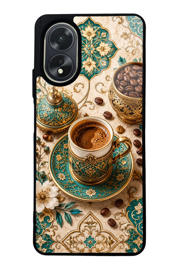 Oppo A38 Turquoise Ottoman Coffee Design Glossy Phone Case
