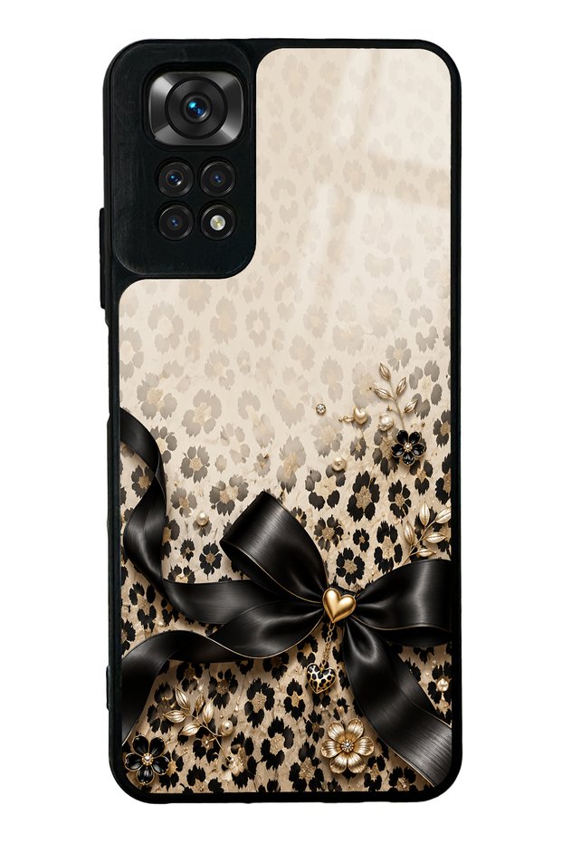 Xiaomi Redmi Note 11S Golden Leopard Bow Design Glossy Phone Case