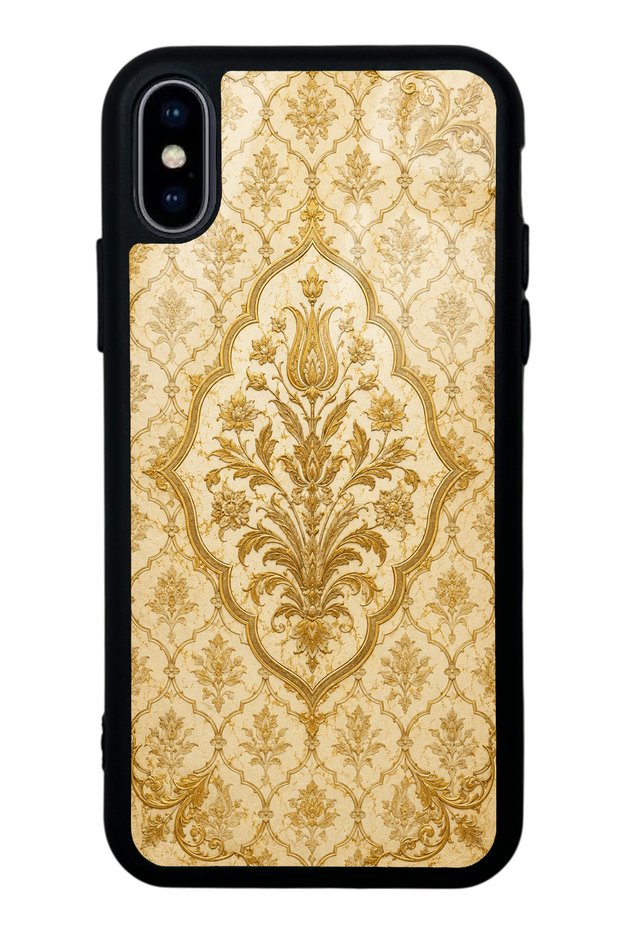 iPhone XS Max Ivory Ottoman Gold Design Glossy Phone Case