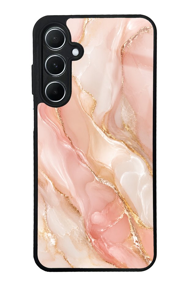 Samsung A55 Blush Gold Marble Design Glossy Phone Case