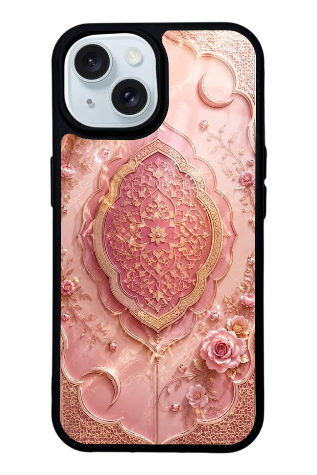 iPhone 15 Blush Crescent Palace Design Glossy Phone Case