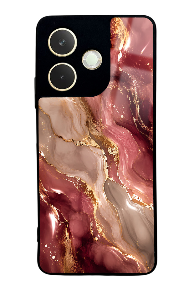 Oppo A5 Pro Burgundy Gold Marble Design Glossy Phone Case