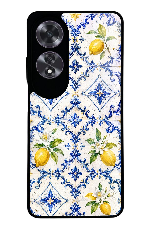 Oppo A60 Glossy Phone Case with Sapphire Lemon Tiles Design