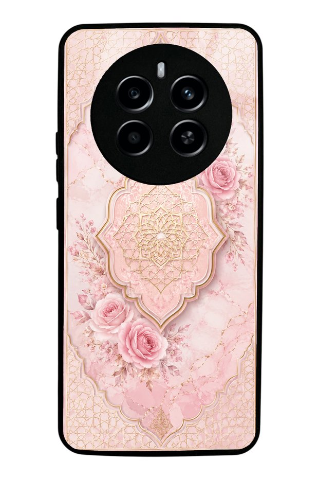 Realme 12 Pro Glossy Phone Case with Blush Ottoman Rose Design