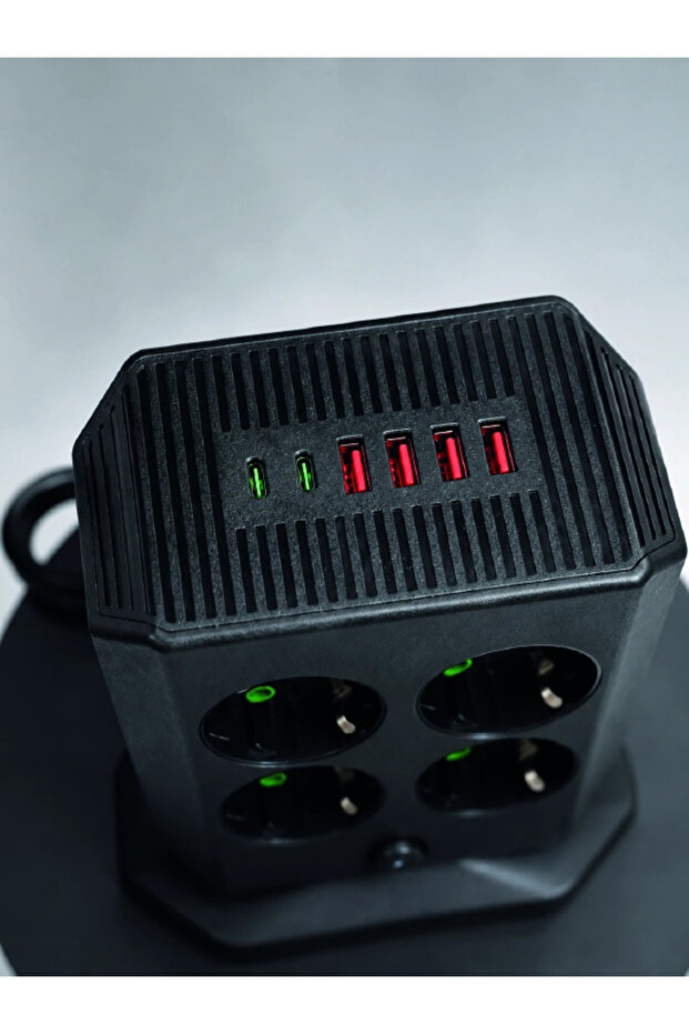 مقبس متعدد المنافذ 8 منافذ، 4 منافذ USB، 2 منافذ، برج مقبس كهربائي عمودي - 4