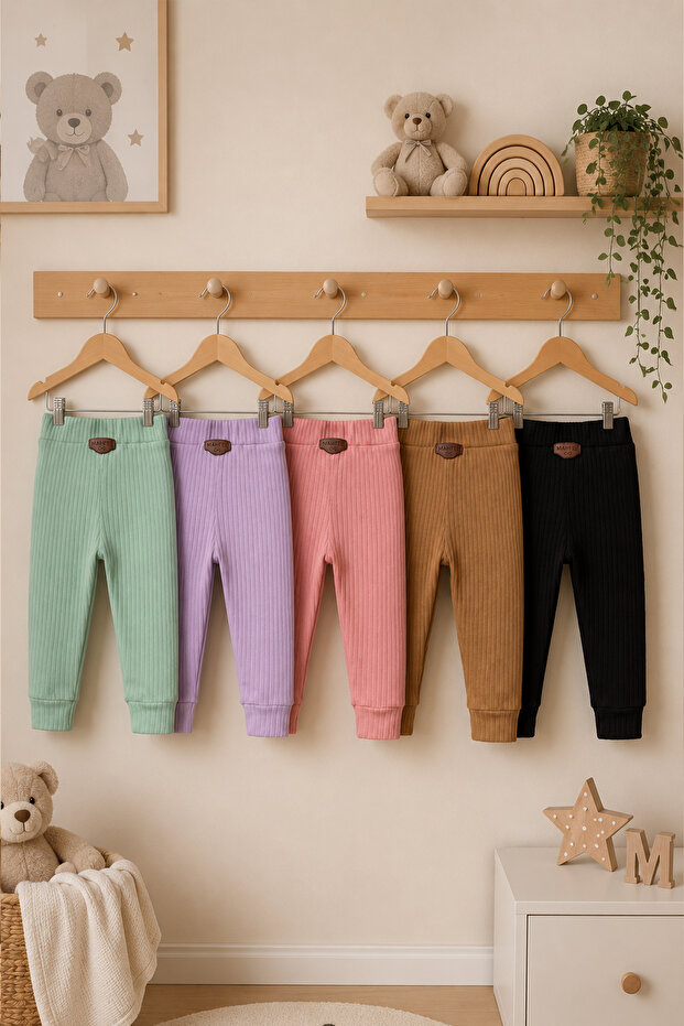5-Pack 100% Cotton Flexible Ribbed Baby Alpine Pants Unisex