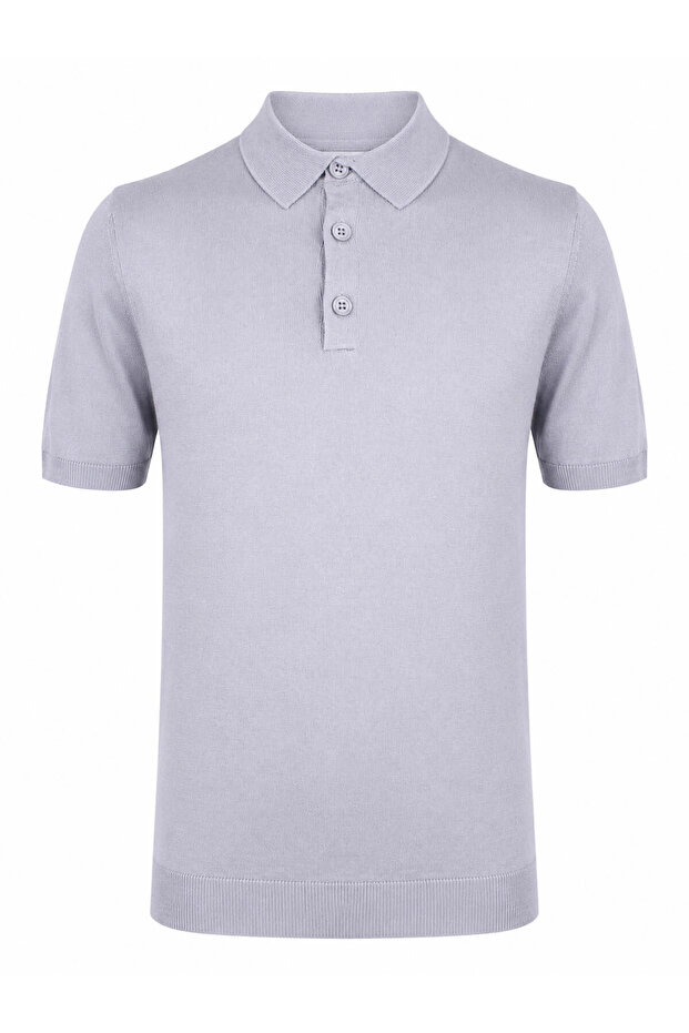 18229 Half Placket Gray Men's T-Shirt 26Ygt3000008