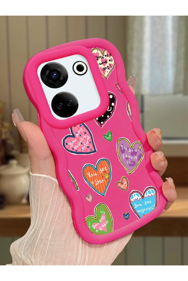 Tecno Camon 20 Compatible Case Camera Protector Red Silicone Couple Phone Case Heart Pattern