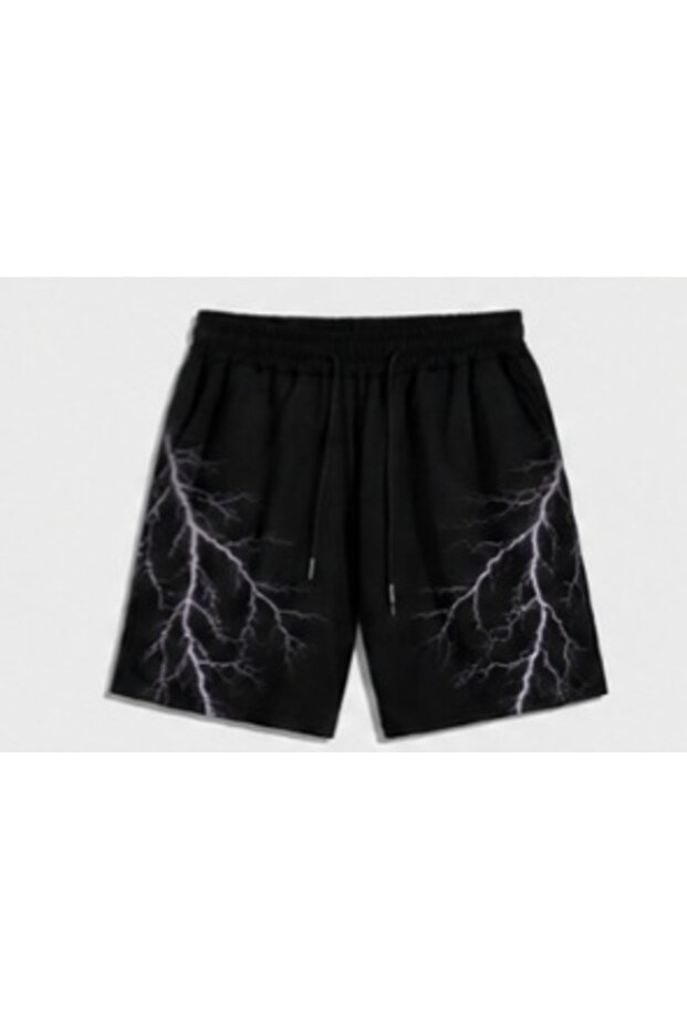 Unisex Oversize Relaxed Fit High Waist Special Design Printed Summer Shorts