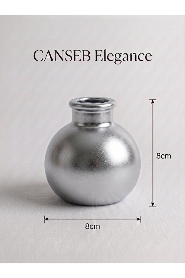 Premium - Chrome Color - Tiny Chubby Vase - 8X8Cm - Hand-Painted Craftsmanship