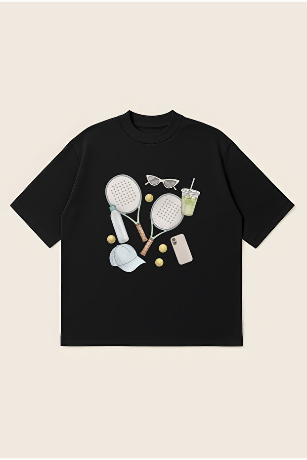 Padel Life Printed Oversize Boxy Cut Unisex 100% Cotton Tshirt | Streetwear