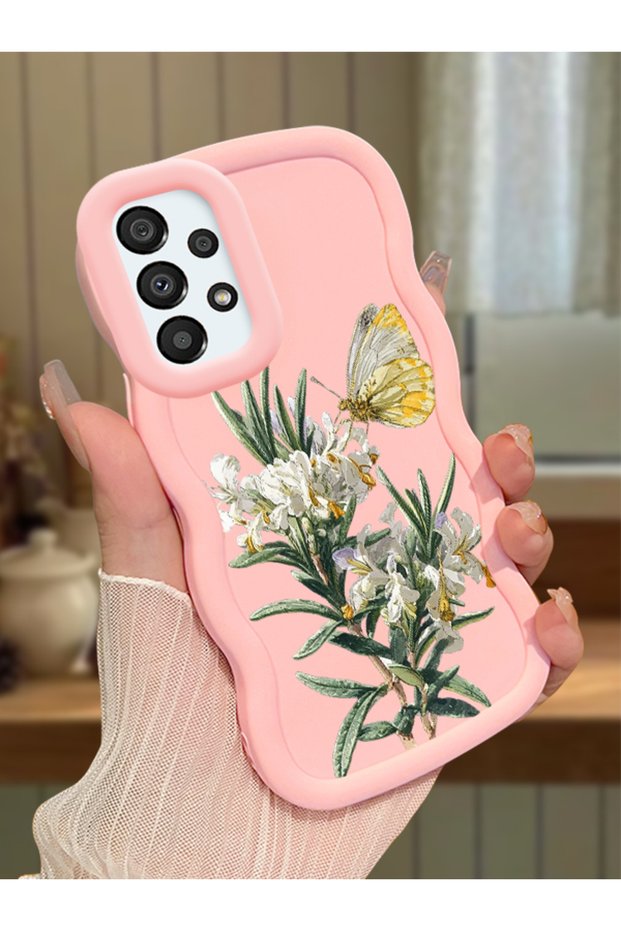 Samsung Galaxy A33 5g Compatible Case Camera Protector Pink Silicone Couple Phone Case Butterfly Pattern