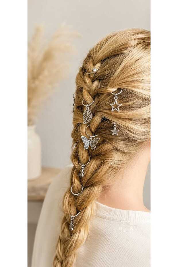 10-Piece Dangle Ring Mixed Figure Hair Ring, Hair Earring, Charm