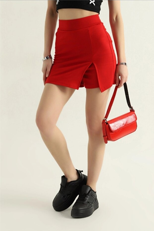 Women's Single Slit Lycra Shorts Skirt