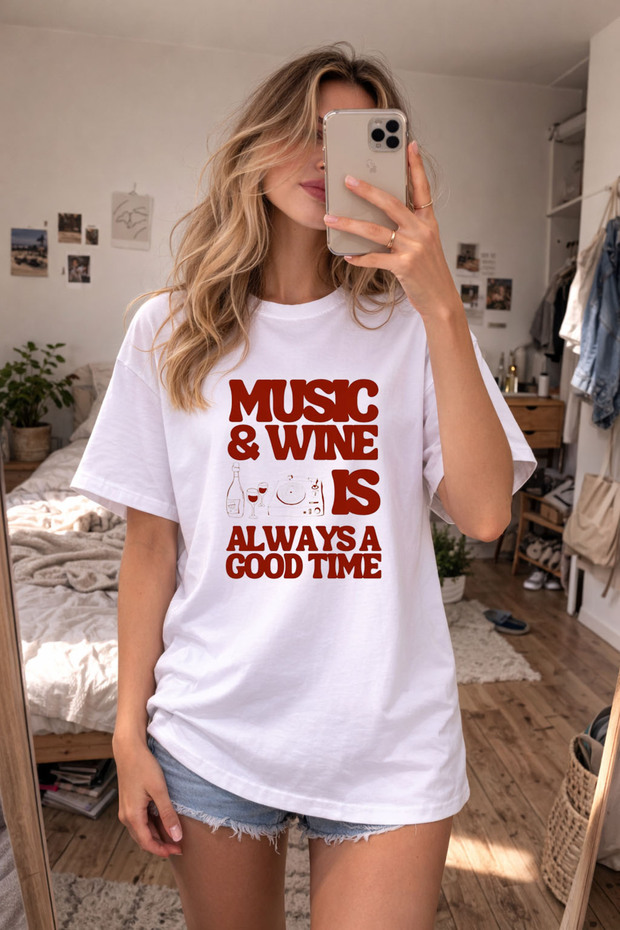 Wine Pinterest Printed Cotton White T-Shirt T-Shirt
