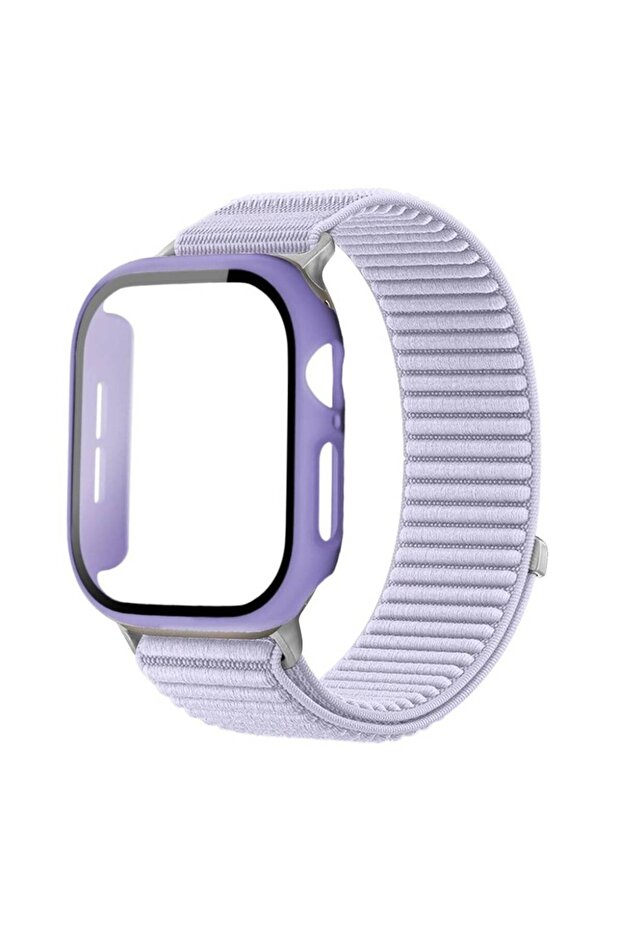 42mm (Series 11 10) Purple Nylon Loop Strap+PC Case For Watch 11 10 42/46mm Band For iWatch Series
