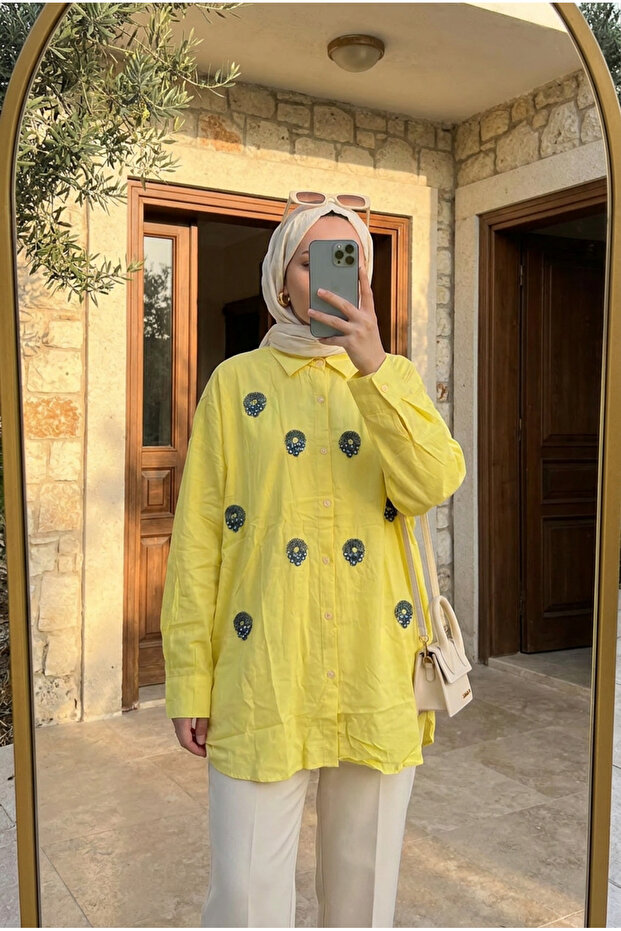 Women's Special Design Embroidered Oversize Shirt Tunic